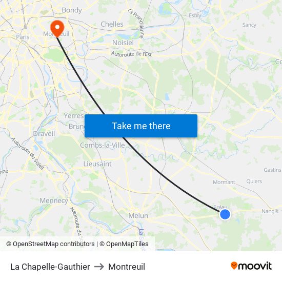 La Chapelle-Gauthier to Montreuil map