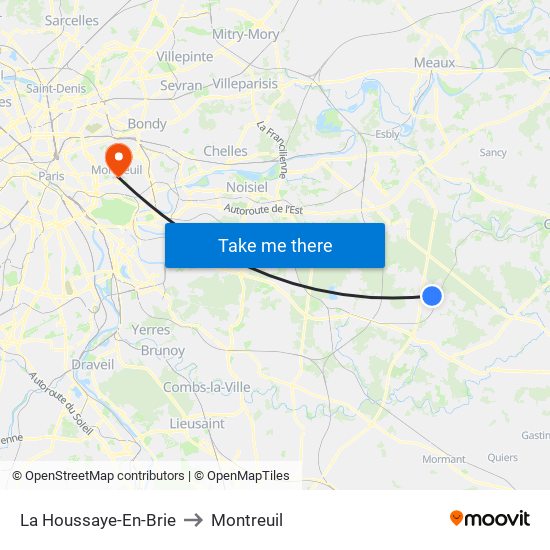 La Houssaye-En-Brie to Montreuil map