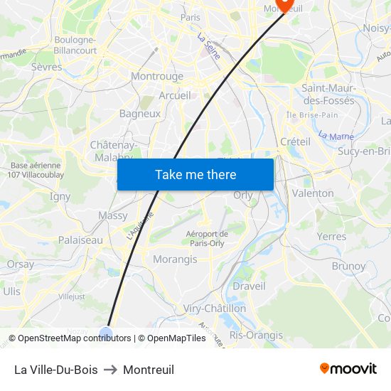 La Ville-Du-Bois to Montreuil map