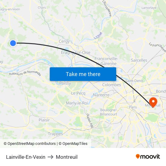Lainville-En-Vexin to Montreuil map