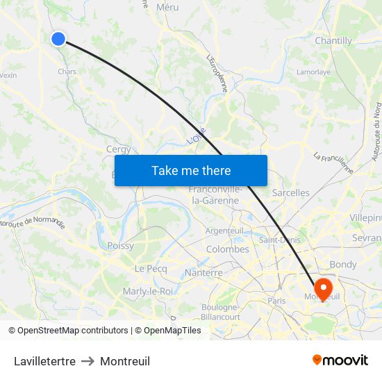 Lavilletertre to Montreuil map