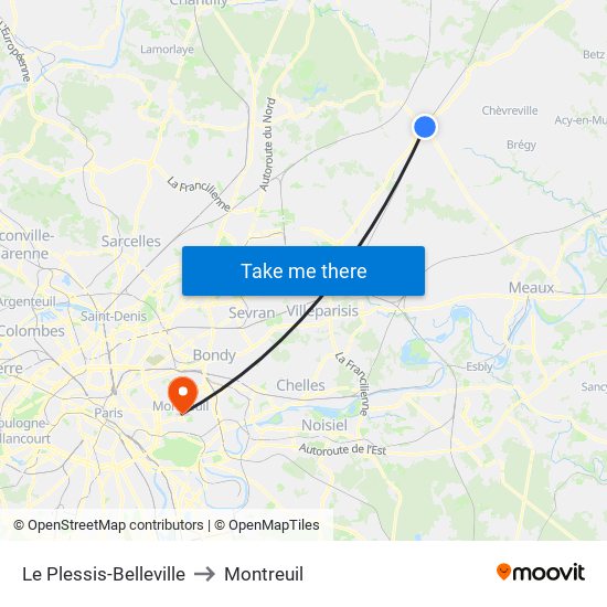 Le Plessis-Belleville to Montreuil map