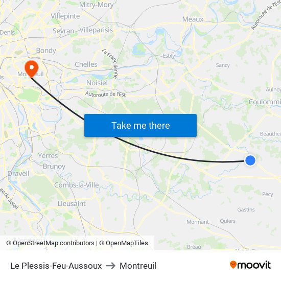 Le Plessis-Feu-Aussoux to Montreuil map