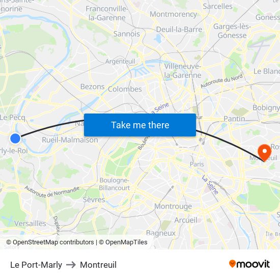 Le Port-Marly to Montreuil map