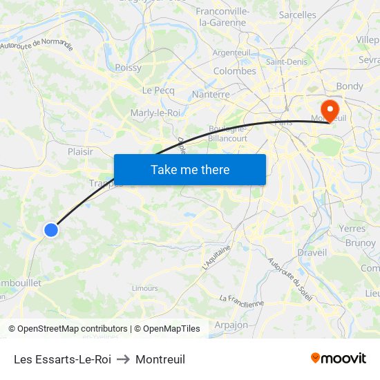Les Essarts-Le-Roi to Montreuil map