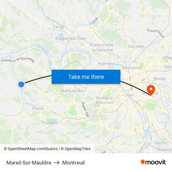 Mareil-Sur-Mauldre to Montreuil map
