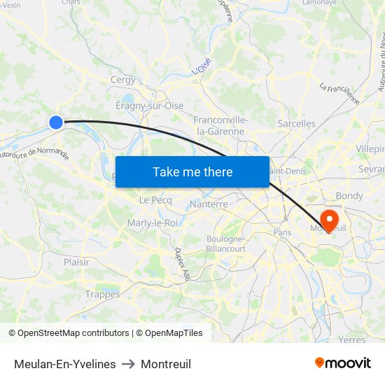 Meulan-En-Yvelines to Montreuil map
