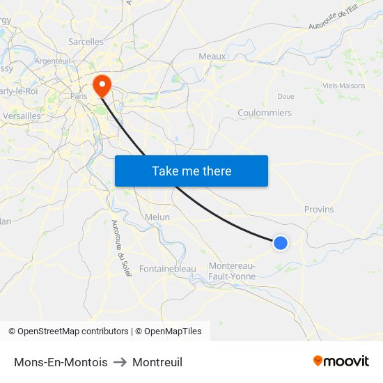 Mons-En-Montois to Montreuil map