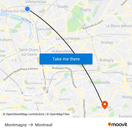 Montmagny to Montreuil map