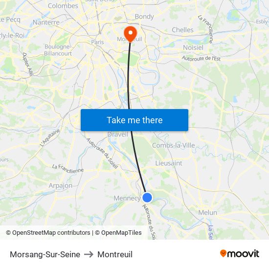 Morsang-Sur-Seine to Montreuil map