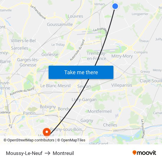 Moussy-Le-Neuf to Montreuil map
