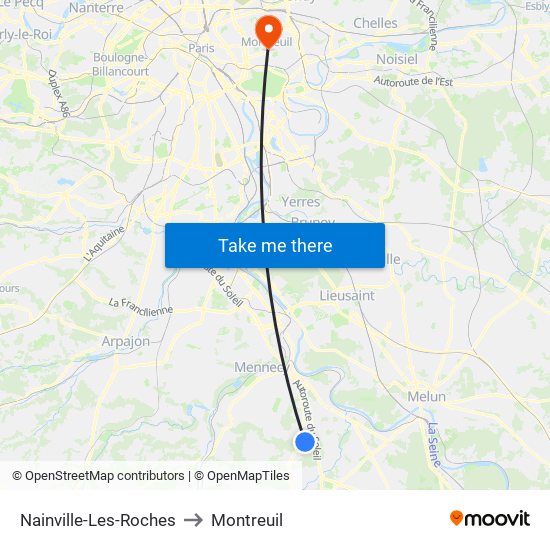 Nainville-Les-Roches to Montreuil map