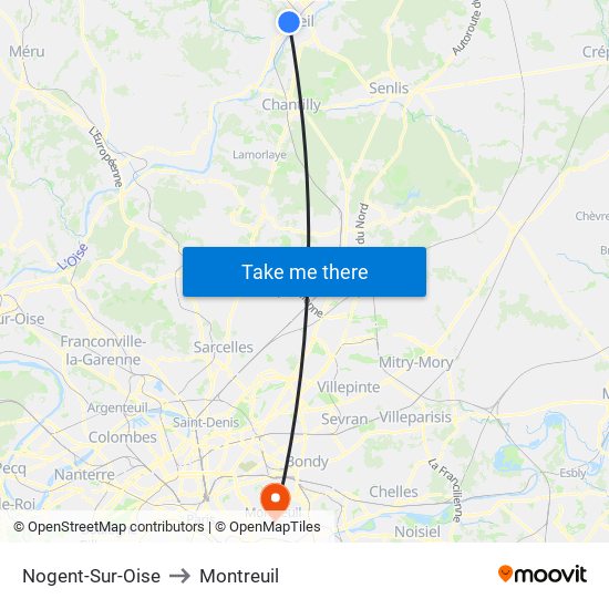 Nogent-Sur-Oise to Montreuil map