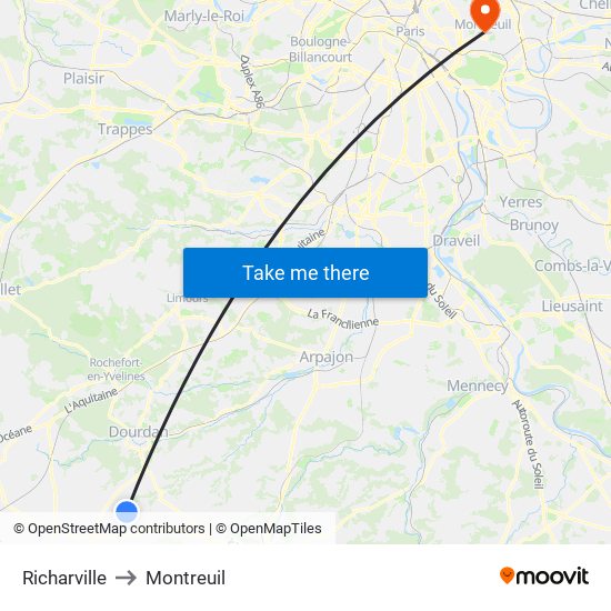 Richarville to Montreuil map