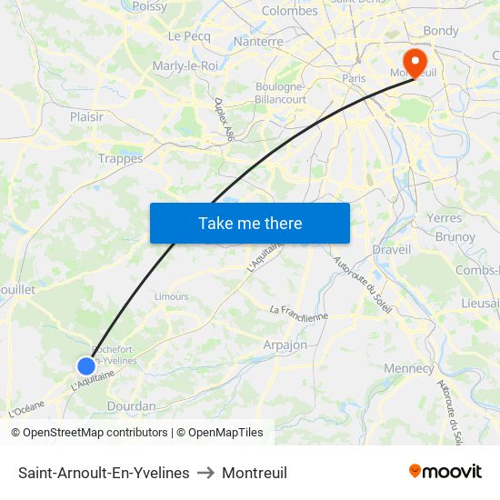 Saint-Arnoult-En-Yvelines to Montreuil map