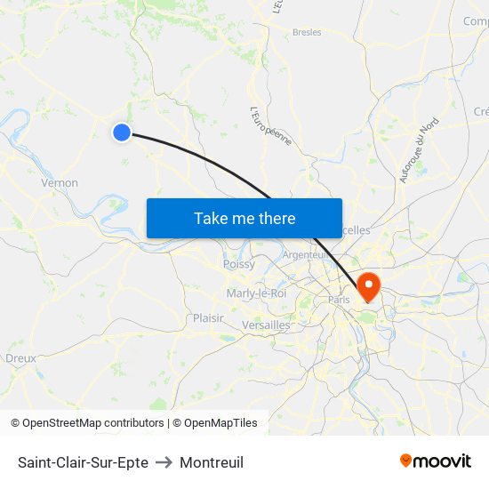 Saint-Clair-Sur-Epte to Montreuil map
