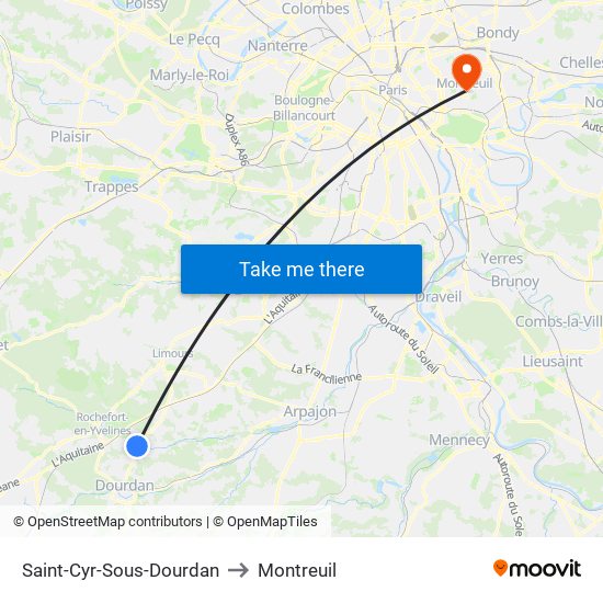 Saint-Cyr-Sous-Dourdan to Montreuil map
