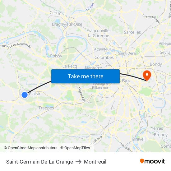 Saint-Germain-De-La-Grange to Montreuil map