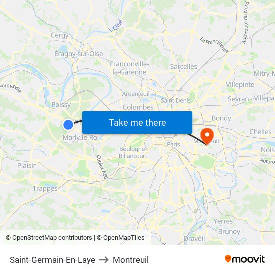 Saint-Germain-En-Laye to Montreuil map