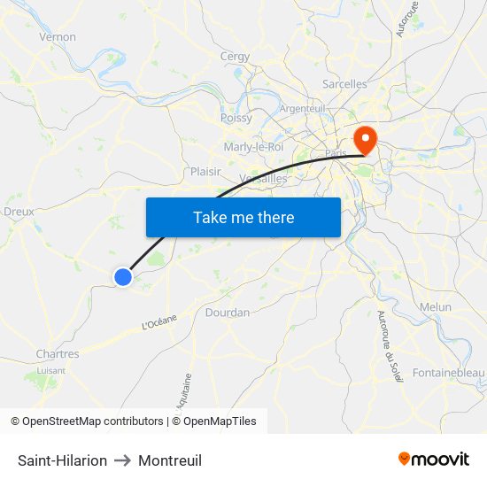 Saint-Hilarion to Montreuil map