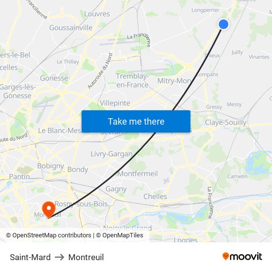 Saint-Mard to Montreuil map