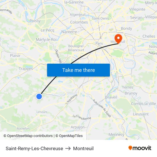 Saint-Remy-Les-Chevreuse to Montreuil map