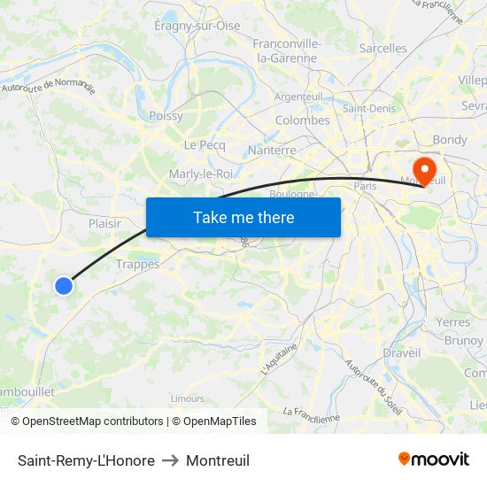 Saint-Remy-L'Honore to Montreuil map