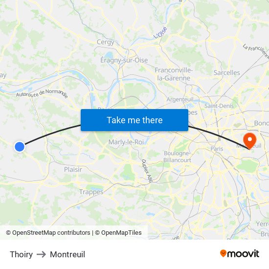 Thoiry to Montreuil map