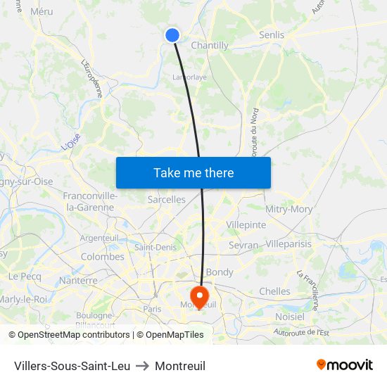 Villers-Sous-Saint-Leu to Montreuil map