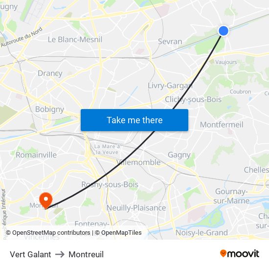 Vert Galant to Montreuil map