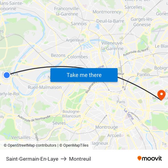 Saint-Germain-En-Laye to Montreuil map