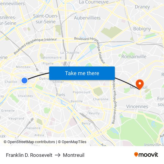 Franklin D. Roosevelt to Montreuil map