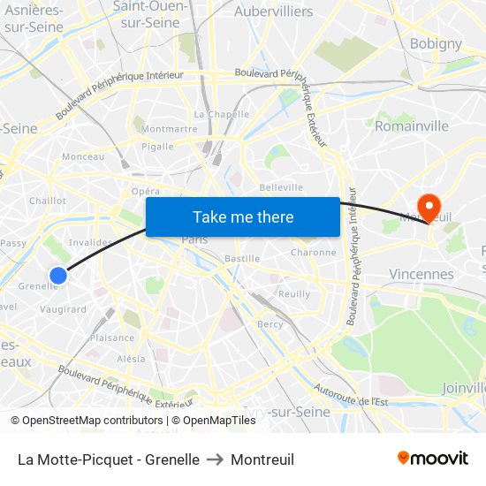 La Motte-Picquet - Grenelle to Montreuil map