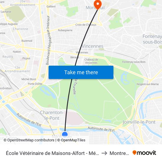 École Vétérinaire de Maisons-Alfort - Métro to Montreuil map