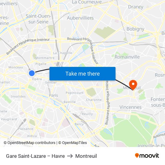 Gare Saint-Lazare – Havre to Montreuil map
