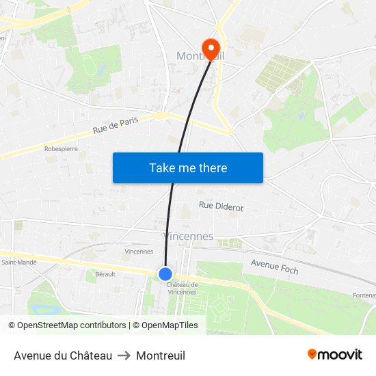 Avenue du Château to Montreuil map
