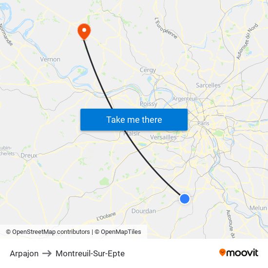 Arpajon to Montreuil-Sur-Epte map