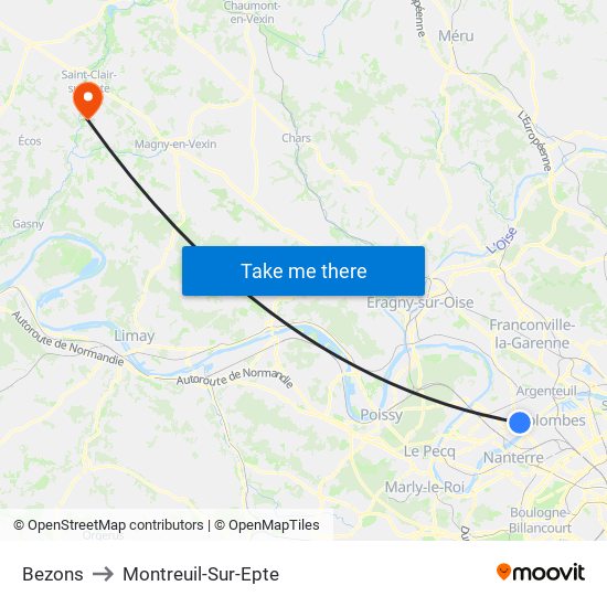 Bezons to Montreuil-Sur-Epte map