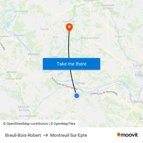 Breuil-Bois-Robert to Montreuil-Sur-Epte map