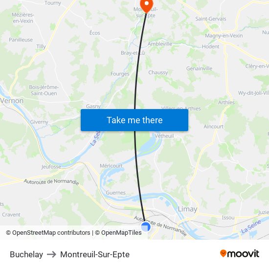 Buchelay to Montreuil-Sur-Epte map