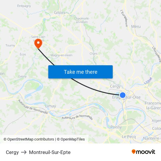 Cergy to Montreuil-Sur-Epte map