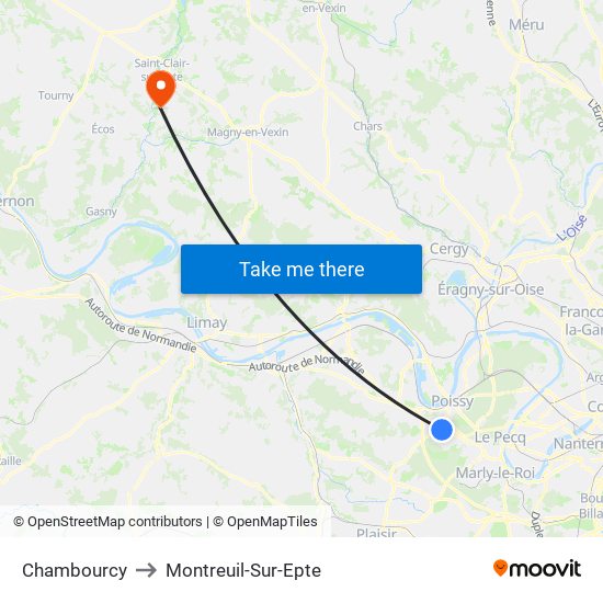Chambourcy to Montreuil-Sur-Epte map