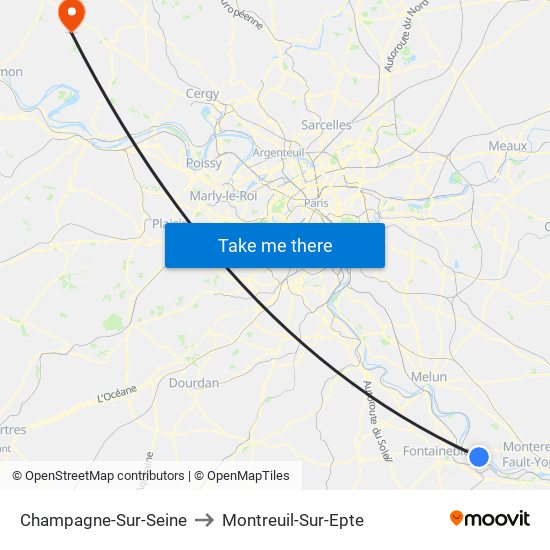 Champagne-Sur-Seine to Montreuil-Sur-Epte map