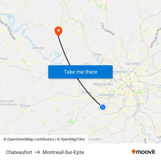 Chateaufort to Montreuil-Sur-Epte map