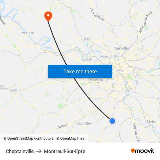 Cheptainville to Montreuil-Sur-Epte map