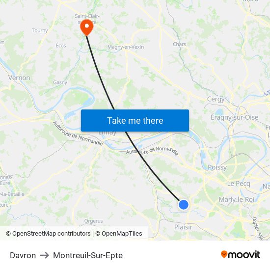 Davron to Montreuil-Sur-Epte map