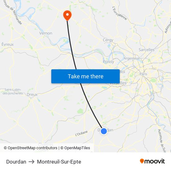 Dourdan to Montreuil-Sur-Epte map