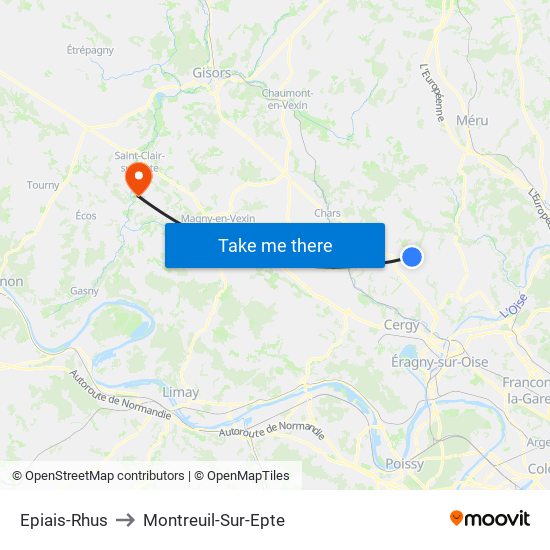 Epiais-Rhus to Montreuil-Sur-Epte map