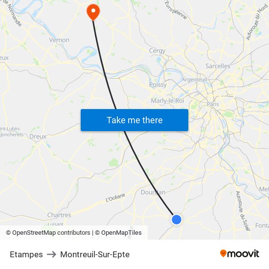 Etampes to Montreuil-Sur-Epte map