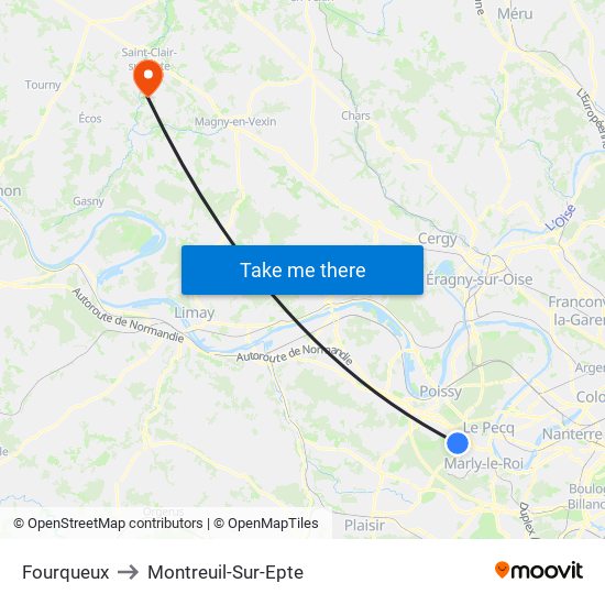 Fourqueux to Montreuil-Sur-Epte map